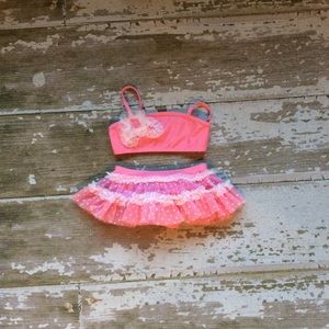 Isobella and Chloe Pink Ruffle Bikini